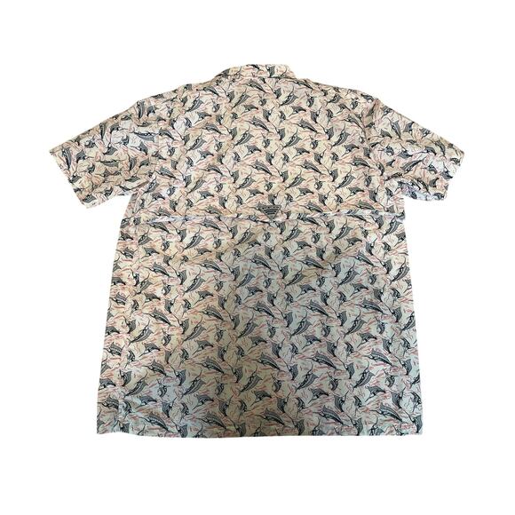 Columbia PFG Shirt Mens Large Marlin Print Vented White Multicolor 100% Cotton - Picture 5 of 7